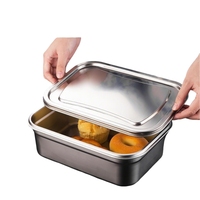 Boîte à lunch écologique en acier inoxydable 304, hermétique, anti-fuite, empilable, pour la préparation des repas, organisateur de réfrigérateur, ensemble de contenants de stockage alimentaire