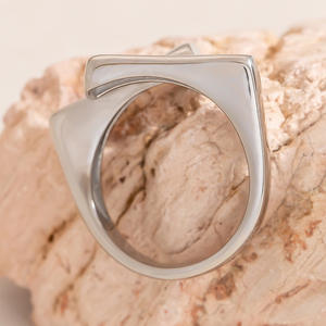 Stainless Steel Geometric <b>Ring</b> Open Design Women's Fashion Jewelry Index Finger <b>Ring</b> Minimalist Style Silver Color - Product Image 2