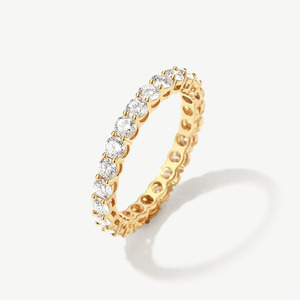 Anillo de Eternidad con Diamante Cultivado en Laboratorio de 1.2 Ct en Oro Sólido de 14K, Anillo de Promesa, Aniversario, Boda, Anillos Apilables para Mujer - Product Image 2