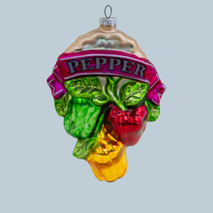 Ornements en verre faits à la main en gros, floqués et pailletés, colorés, en forme de légumes (Poivre, <span class=keywords><strong>Piment</strong></span>, Ail, Pomme de terre, Tomate) - Product Image 3