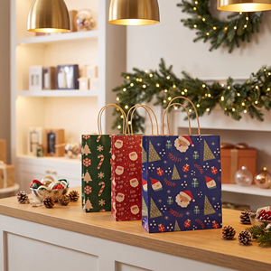Sac en papier kraft robuste et élégant pour vêtements, emballage cadeau festif unique, idéal pour les cadeaux, sac en papier kraft multi-usages réutilisable - Product Image 1