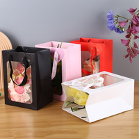 Pvc fenêtre fleur Kraft papier sac de transport emballage de mariage sac en papier sac d'emballage de mariage en papier