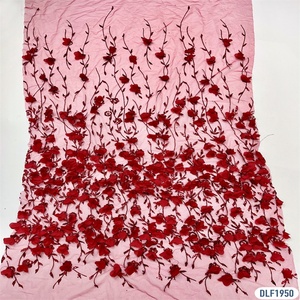 Alta calidad estiramiento elegante 3D borla Floral bordado lentejuelas brillo 15 años de edad Ceremonia de llegada tela de encaje - Product Image 1