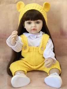 Reborn Doll <span class=keywords><strong>Imitation</strong></span> Bébé Émail Poupée Cheveux Longs Princesse Enfants Doux Adhésif Jouet Cadeau - Product Image 3