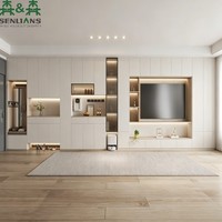 Sistema de Mueble para TV de Pared Completo SLS con Nicho para Pantalla LED, Vitrina de Vidrio, Almacenamiento Oculto y Consola Multimedia Personalizada