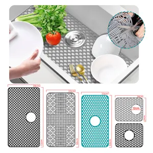 Factory Hot Sale New cross-border silicone sink protector rear leaking pad net non-slip soaking pad Silicone Sink Mat