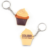 Porte-clés promotionnel en PVC personnalisé avec logo 2D 3D, motif crème glacée mignonne et durable, jaune, style Kawaii