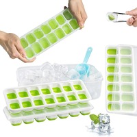 Moules à glaçons et à sucettes glacées en silicone à 14 compartiments avec couvercle amovible, réutilisables et compatibles lave-vaisselle, pour la préparation facile de glaces maison