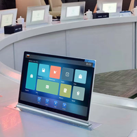 Système de conférence sans papier avec élévateur de moniteur de bureau caché, écran tactile, élévateur de moniteur LCD de bureau avec microphone intégré
