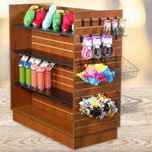 Keway kundenspezifisches Ahorn-Melamin-Schieferstein Warenregal Paneele Mdf dekoratives <span class=keywords><strong>Display</strong></span> Regal Stehregal für Kleidungsgeschäft Einzelhandel - Product Image 6