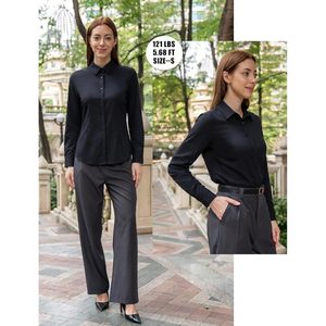 Camisa de Mujer sin Arrugas con Botones, Manga Larga, Cuello Clásico, Blusa Informal de Negocios, Tela Popelina, Tallas XS a 3XL - Product Image 6