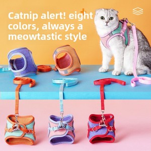 <span class=keywords><strong>Harnais</strong></span> et laisse réfléchissants réglables en daim pour animaux de compagnie – Ensemble coloré et doux pour chiens et chats – Vente en gros - Product Image 1