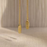 Dainty su geçirmez olmayan kararmaz takı bülten Oval Charm kolye İlk özel boş kolye kolye