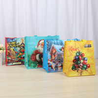 Sac fourre-tout réutilisable en PP tissé avec impression de Noël personnalisée, laminé, écologique, recyclable, avec poignées en sangle