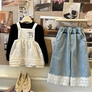 Girls Jeans Harem Pants Solid Color Cotton Kids Spring Autumn Wear Blue Jean Style Childrens Pants - Product Image 3