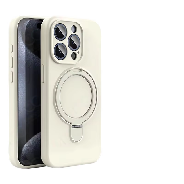 Premium Silicon Ring Kickstand Magnetic Phone Case Pure Colour Cell Phone Cases for IPhone 16 Pro Max 15 14 13 12