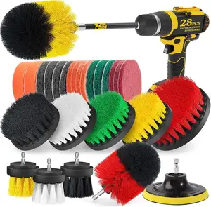 Factory direct sale Amazon 26sets car hub brush inside and outside the car body car cleaning brush polishing waxing Drill Brush