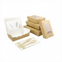 Boîte à sushi en gros, personnalisée, en papier kraft de qualité alimentaire avec fenêtre, emballage à emporter