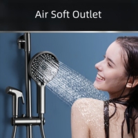 ARROW Système de douche à effet de pluie en laiton noir pour salle de bain Ensemble de douche mural Ensemble de robinet mélangeur de douche chaude et froide