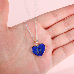 Collier pendentif <span class=keywords><strong>personnalisé</strong></span> tendance à changement de couleur selon la température, signe astrologique des douze constellations, collier de clavicule pour étudiant, fabriqué à Yiwu - Product Image 3