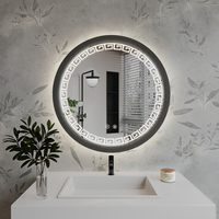 Armoire de salle de bain ronde de luxe moderne pour hôtel, miroir LED alimenté par prise, garantie 1 an, fixation murale, cadre en alliage d'aluminium, indice de protection IP65