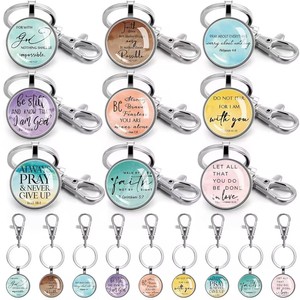 Llaveros y Colgantes para Bolsos con Versículos Cristianos, Llavero de Vidrio Personalizado con Versículo Inspirador de la Biblia Sagrada, Regalos de Bautismo, Recuerdo Personalizado - Product Image 1
