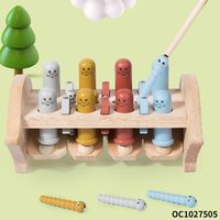 Tableaux interactifs, jouets Montessori, jeu éducatif de martelage sensoriel en bois, jeu Whack-a-Mole pour 2 joueurs avec jouets de pêche