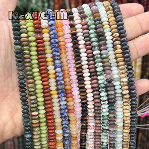 도매 6x3mm 천연 로즈 쿼츠 모스 아게이트 타이거 아이 스톤 론델 비즈 루즈 플라잉 소서 스페이서 비즈 주얼리 제작용 - Product Image 5