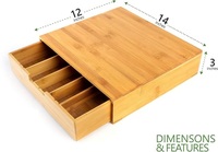 Boîte de rangement rectangulaire en bambou naturel, organisateur de fournitures de bureau multi-usages, conteneur de rangement pour tiroir de cuisine, logo personnalisé