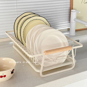 <b>Kitchen</b> Bathroom Living Room Countertop Standing Single Tier Metal Wood Draining Dish Rack <b>Storage</b> Trays Multifunction Durable - Product Image 4