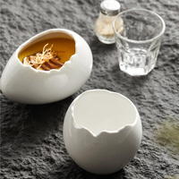 Vaisselle en porcelaine en forme d'œuf, assiettes à dessert en céramique pour servir les aliments, assiettes décoratives pour restaurant