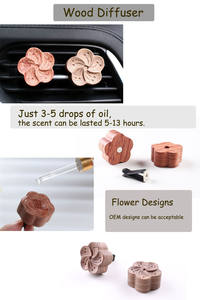 ที่หนีบช่องแอร์รถยนต์ กลิ่นหอม น้ำมันหอมระเหย ลายดอกไม้ ทรงกลมเล็ก ทำจากไม้ - Product Image 2