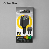 Chargeur de voiture rétractable 5 en 1 avec 2 câbles intégrés, charge rapide PD3.0, adaptateur allume-cigare 12V/24V pour iPhone