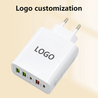 Pengisi Daya Perjalanan 65W 3PD+2USB Tipe-C QC3.0 Port Pengisi Daya Laptop Bahan Tahan Api Pengisian Cepat Multi-port Ramah Lingkungan