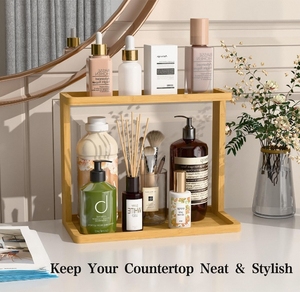 4 Tier phòng ngủ phòng tắm đa sử dụng mỹ phẩm đồ lặt vặt đứng rắn gỗ Máy tính để bàn lưu trữ giá kệ - Product Image 2