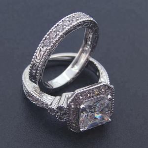 Anillos de Boda de Plata de Ley 925 con Circonita Blanca para Mujer, Conjunto de Anillos de Plata 925 - Product Image 5