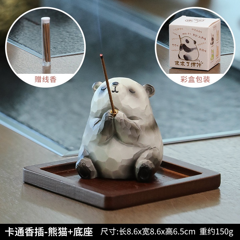 Base en bambou et bois Panda avec bâtons d'encens gratuits