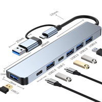 7 In 1 Hub tipe-c USB c USB 3.0 USB 2.0 Port PD adaptor pengisi daya 5Gbps Multiport stasiun Dok Multi adaptor untuk Mac Mini Book
