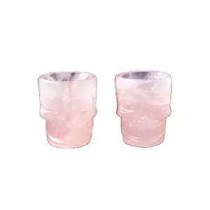 Commercio all'ingrosso guarigione cristallo rosa pietra quarzo rosa bottiglia d'acqua in vetro tazza per bere elettrodomestici decorazione