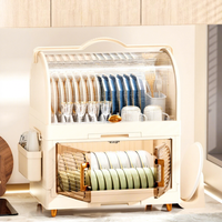 Égouttoir à vaisselle simple niveau grande capacité pour cuisine domestique avec couvercle anti-poussière en PP, conception durable