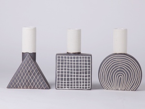 Moderne nordische einfache schwarze weiße Tischplatte Porzellan geometrische Vase Keramik für Wohnkultur - Product Image 3