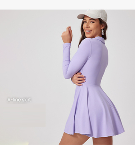 <span class=keywords><strong>Ropa</strong></span> deportiva para <span class=keywords><strong>mujer</strong></span>, conjunto de falda de <span class=keywords><strong>tenis</strong></span> de manga larga, <span class=keywords><strong>ropa</strong></span> de yoga, vestidos deportivos de una pieza - Product Image 6