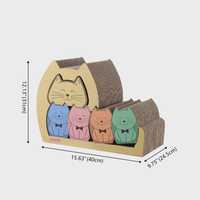 Cave à chat interactive 5-en-1 en carton pour loisirs créatifs familiaux, maison à gratter avec design coulissant, jouets pour l'enrichissement des chats d'intérieur