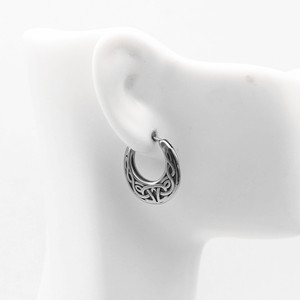 yunnique Tibetan <b>Silver</b> <b>Huggie</b> Earrings Geometric Pattern Unisex Fashion Jewelry Circular Ring Design - Product Image 4