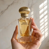 Flacon de parfum vide en verre transparent de 100 ml, style arabe, base épaisse biseautée, avec logo OEM et boîte d'emballage – Vente en gros de qualité supérieure
