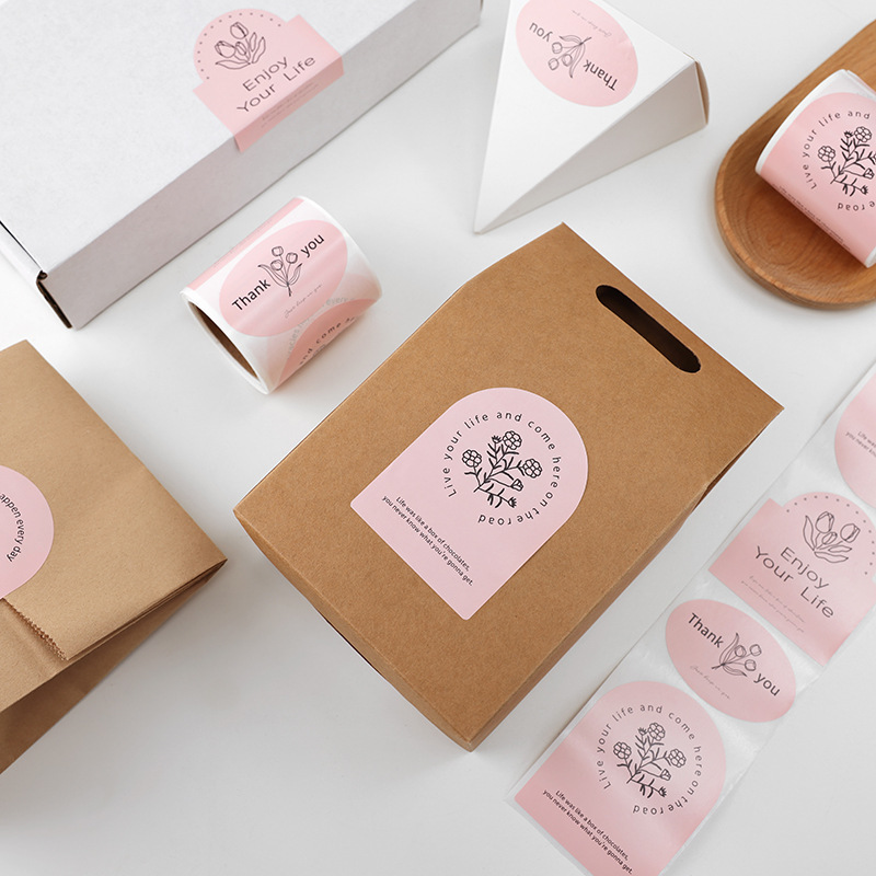 Custom Vinyl Brand Name Printing Matte Stickers Gift Box Paper Bags Packaging Labels for Decorate