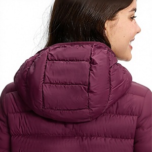 Women's Puffer Jacket - Hooded Lightweight Warm Quilted Winter Coat Slim Fit <b>Padded</b> Parka for Outdoor Casual - Custom Logo - Product Image 5