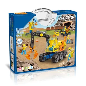 6 en 1 117 Uds. Camión de construcción de Ciudad Modelo de inercia DIY Kit de construcción excavadora niños mano en STEM juguetes de ingeniería para niños