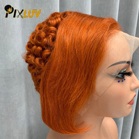 Perruque Lace Front en Cheveux Humains Remy Vietnamiens en Gros avec Dentelle HD Transparente, Boucles Printanières et Frange Latérale pour Femmes