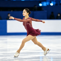 Robe de patinage artistique bordeaux à manches longues en maille, ornée de strass faits à la main, dos ouvert, pour filles adultes, compétition et spectacle sur glace